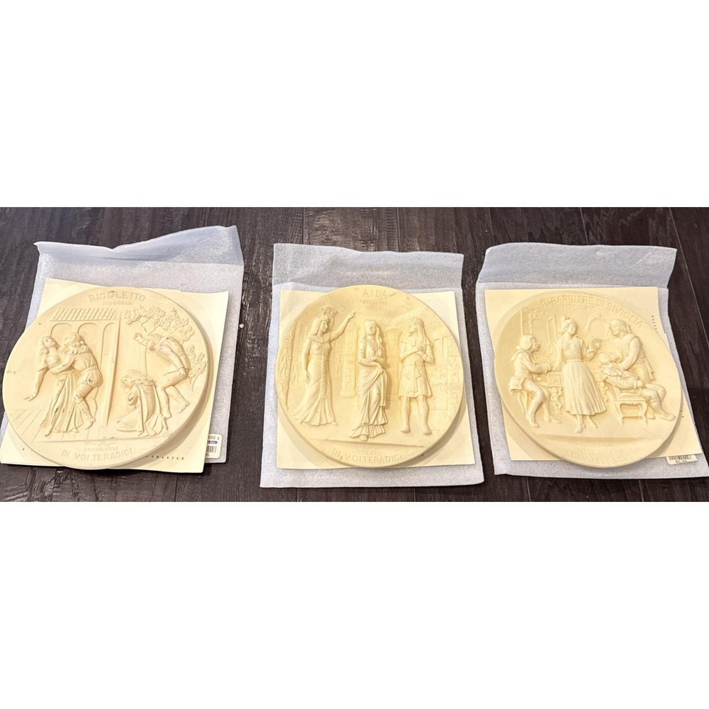Vintage La Scala Grand Opera Alabaster Plaque Collection 3 Aida‎ Rigoletto etc.